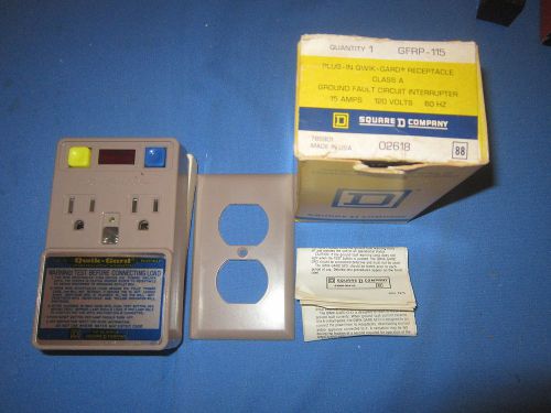 Square d gfrp-115 plug-in qwik-gard receptacle class a, 15amp 120v 60hz for sale