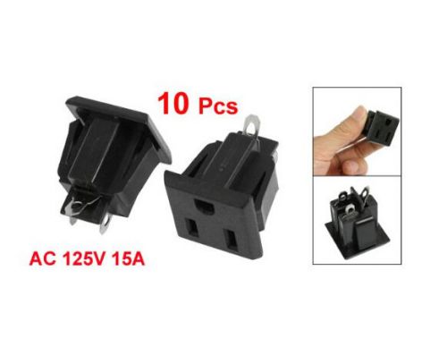 10 Pcs US 3 Pins Power Socket Plug Black AC 125V 15A