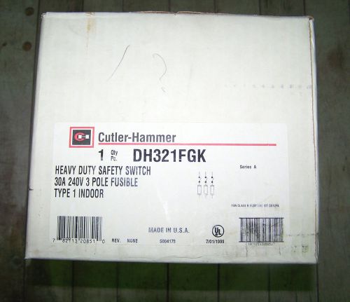 NEW IN BOX EATON CUTLER-HAMMER DH321FGK HEAVY DUTY SAFETY SWITCH