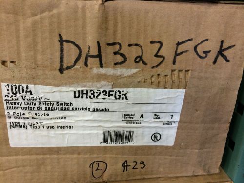 New cutler hammer disconnect switch dh323fgk 3p nema 1 240v 100a fusible for sale