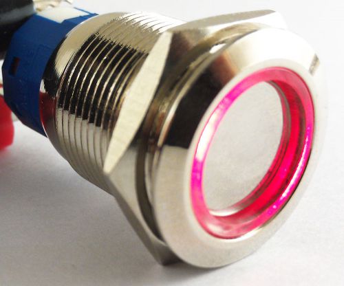 Metal flat ring illuminated red led push button self-locking switch 19mm qn19-c1 for sale