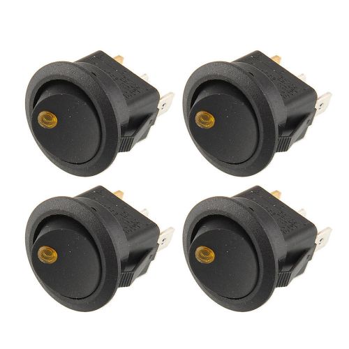 4pcs yellow led lighted dot round rocker switch 19mm on/off toggle vehicle for sale