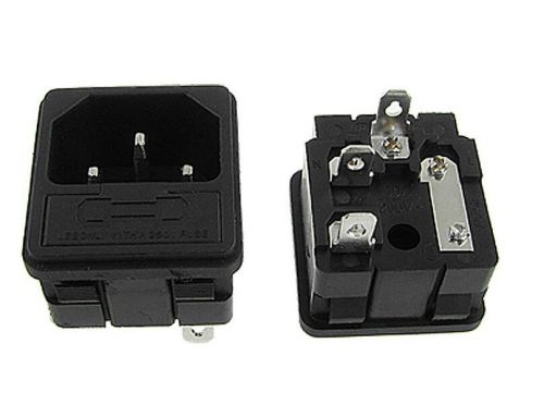 Baomain (5)iec320 c14 inlet male power plug sockets clamp type with fuse holder for sale