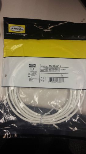 HUBBELL ETHERNET WIRING HC5EW15 Patch Cord 15FT WHITE CAT5e (LOT OF 20) SEAL BOX