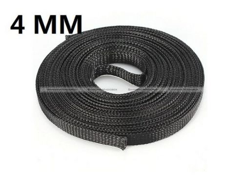 4mm Black Braided Cable Sleeving Sheathing Auto Wire Harnessing 10 Meter