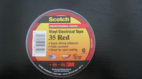 3M Scotch #35 RED Vinyl Electrical Tape 3/4&#034;x66&#039; Professional Grade