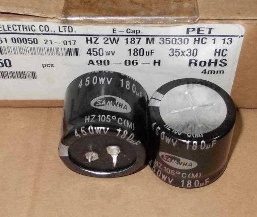 2pcs 450v180uf SAMWHA HZ power supply filter capacitor  105C 35*30 mm