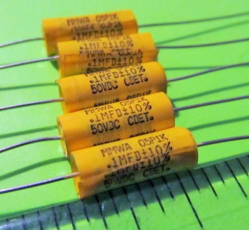 Mylar Film Capacitors,Cornell Dubilier,MMWA05P1K,100nf, 50V, 10%,CDET,Axial,2 Pc