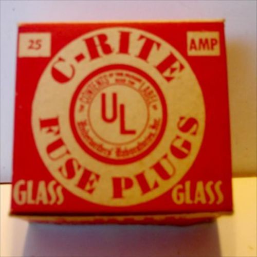 C-Rite 25 Amps Fuse Plugs Box Full  New Old Store Stock