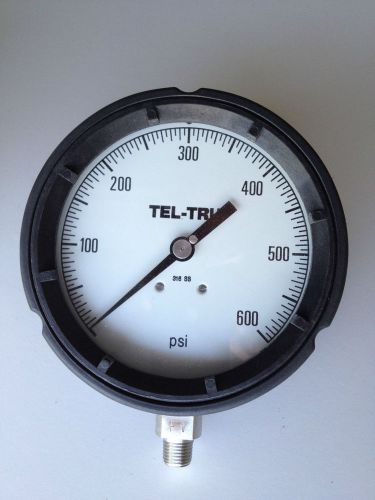 New tell-tru 4” 316 ss stainless steel pressure gauge 0-600 psi 600# 1/4&#034; lower for sale