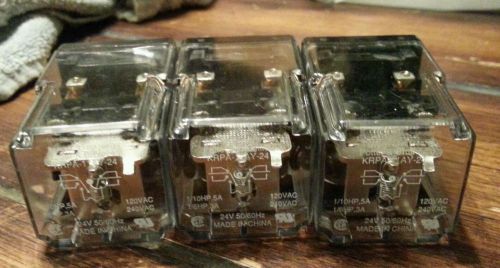 Lot of (3) Tyco Electronics Potter &amp; Brumfield KRPA-11AY-24 RELAY FAST SHIPPING
