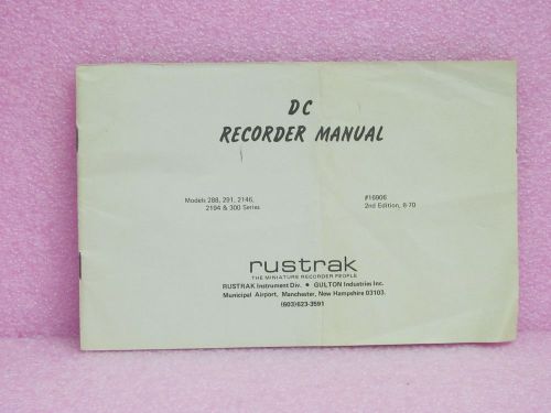 Rustrak manual 288, 291, 2146, 2194 &amp; 300 series dc recorder instruction manual for sale