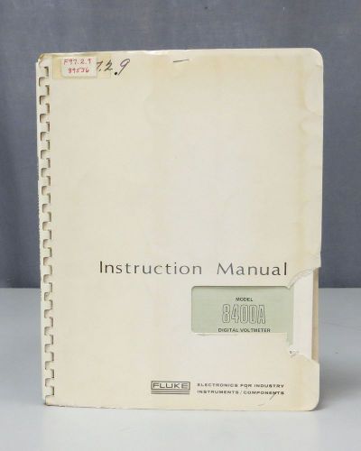 Fluke Digital Voltmeter Model 8400A Instruction Manual
