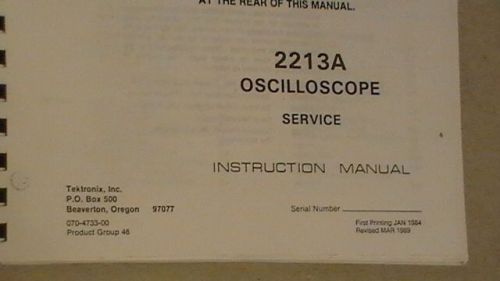 Tek 2213a oscilloscope service instruction maintenance manual for sale