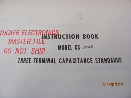 BOONTON MODEL CS-1000: Three Terminal Capacitance Standards - Instruction Book