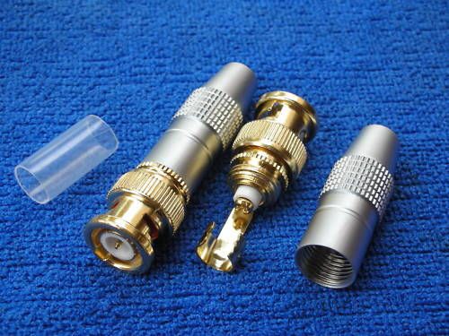 1pcs Gold Anodized Solderless BNC Male Connector Plug,C36