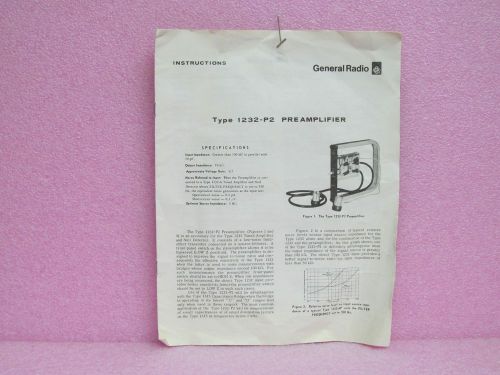 General Radio Manual 1232-P2 Preamplifier Instruction Manual w/Schematics (1/73)