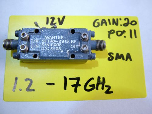 Microwave amplifier rf 1.2 - 17ghz gain 20db po 11dbm avantek sft90-2913 for sale