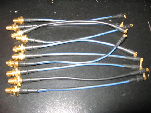 Lot of 10 coaxial cables 6 in long, mmcx right angle f to sma bulkhead f - used for sale