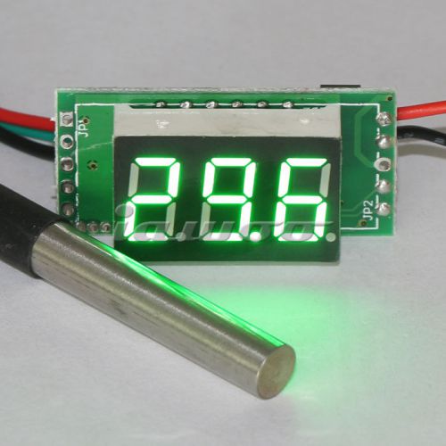 DC Sensor Thermometer -55-125°c Celsius Green LED Temperature  Monitor Meter