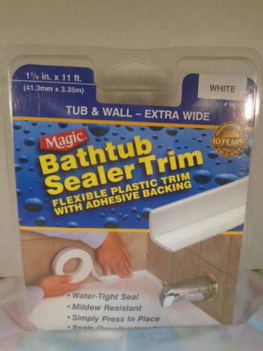 Magic Bath Tub &amp; Wall Sealer Trim White Extra Wide 1 5/8&#034; X 11&#039; Brand New