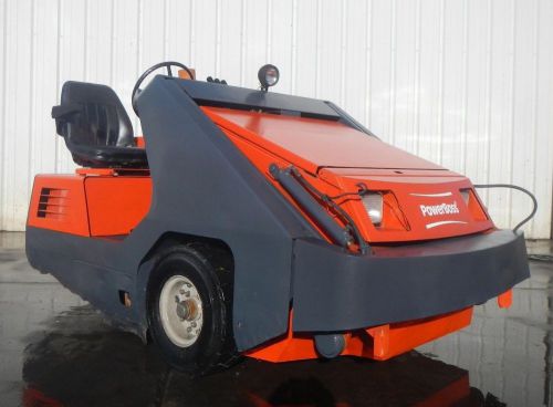 Powerboss sw/9xt diesel ride-on parking lot sweeper w hydraulic dump for sale