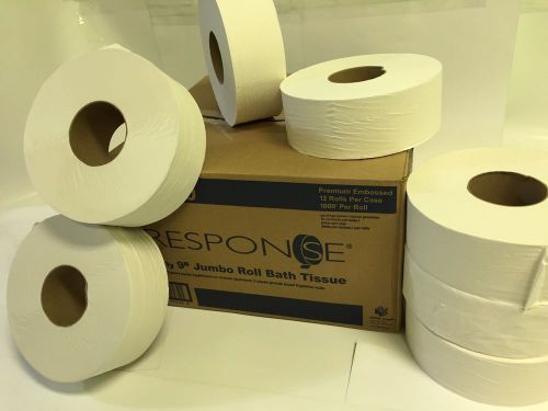 Case of 12 9&#034; jumbo roll bath tissue with 1000&#039; rolls for sale