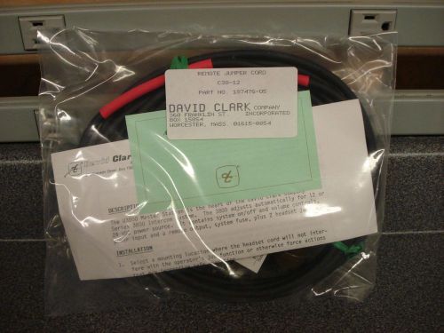David clark remote jumper cord 12ft c38-12 - new for sale