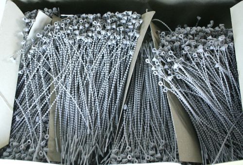 5000 5&#034; GRAY  SECUR-A-TIE ADJUSTABLE BEADED LOOP TIE FASTENERS DENNISON