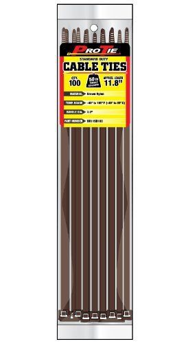 Pro Tie BR11SD100 11.8-Inch Brown Standard Duty Color Cable Tie  Brown Nylon  10