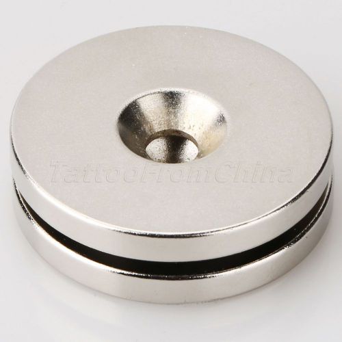 2pcs n35 strong disc countersunk hole 6mm magnet rare earth neodymium 1.6&#034;x1/5&#034; for sale