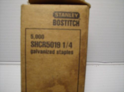 Boxes of 5000 stanley bostitch stcr5019 1/4&#034; galvanized staples for sale