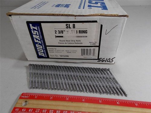 New full box  sl-8  duo-fast 2-3/8&#034; round head strip nails ring shank 3000 nails for sale
