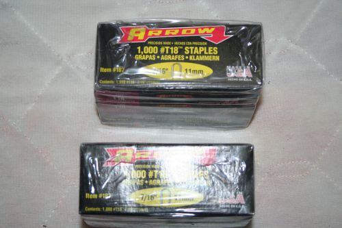 Arrow  Type T 18  7/16&#034;  Staples 2 Packages total 10000 Staples