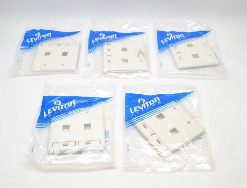 LOT 5 LEVITON 42080-2WP WHITE QUICK 2 PORT 2 GANG WALL OUTLET FACEPLATE B477738