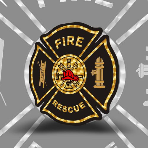 Fire And Rescue - Sticker 10&#034;x10&#034; Reflective (High Quality)