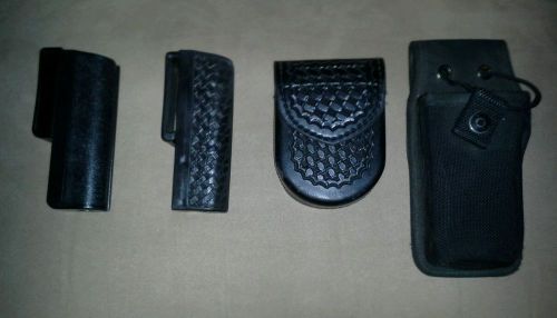 2 Baton holders, Leather hand cuff case and radio holder