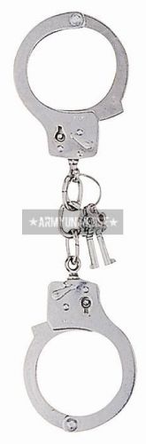 Silver Steel Nickle Handcuffs With Two Deluxe Keys &amp; Ring