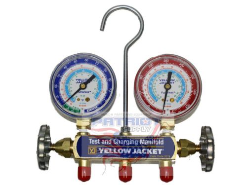 Yellow jacket 41202 manifold only, psi, r22/134a/404, °f with 2-1/2&#034; gauges for sale