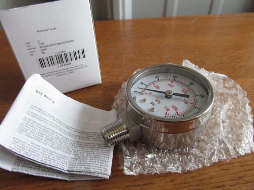 Stainless 2&#034; air/water etc. pressure gauge 1/4&#034;npt 0-160psi ss #4fmk8 (u-75) for sale