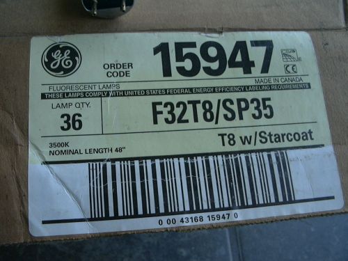 Ge general electric f32t8/sp35 starcoat t8 flourescent lamps 3500k box of 36 new for sale