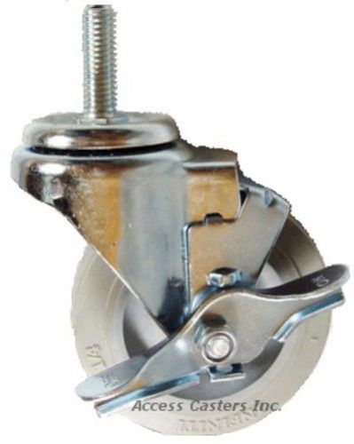 4pb2isb 4&#034; threaded stem caster, non marking wheel with brake, 300 lb. capacity for sale