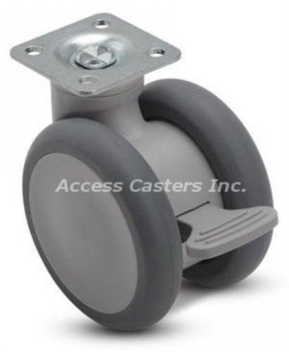 65SGPSB 65MM Grey Monotech Twin Wheel Plate Caster with Brake, 110 lbs Capacity