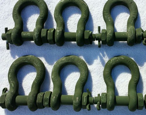 3/4&#034;midland shackle, clevis, wll 5 ton alloy bolt &amp; nut type pin w/cotter  6 ea. for sale