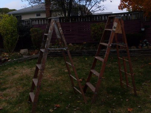 2 wooden painters&#039; ladders - used - both work fine