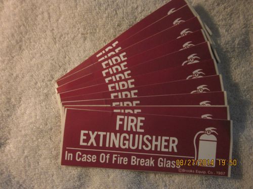 Lot of-10 &#034;fire extinguisher-break glass&#034; self-adhesive vinyl signs 2&#034; x 6&#034; new for sale