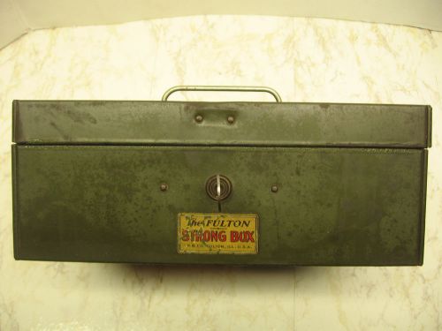 Vintage metal lock box &#034; the fulton strong box &#034; with key for sale