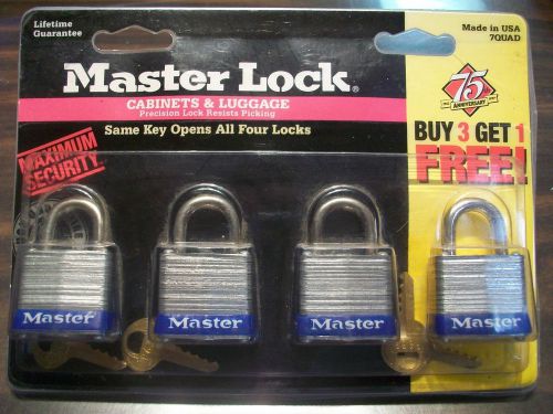 Master lock #7 - 1 1/8&#034; - pack of (4) - new old stock - keyed alike for sale