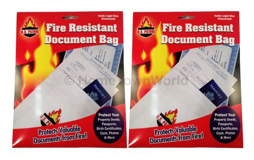 2 Pack Fire Resistant Safe Document Protection Bag 1000 degree Size 10&#034; x 15&#034; US