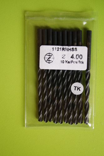 NEW 10pcs. DRILL BITS DIAM. 4.0mm HSS DIN 338 STRAIGHT SHANK BRAND NASTROJE CZ